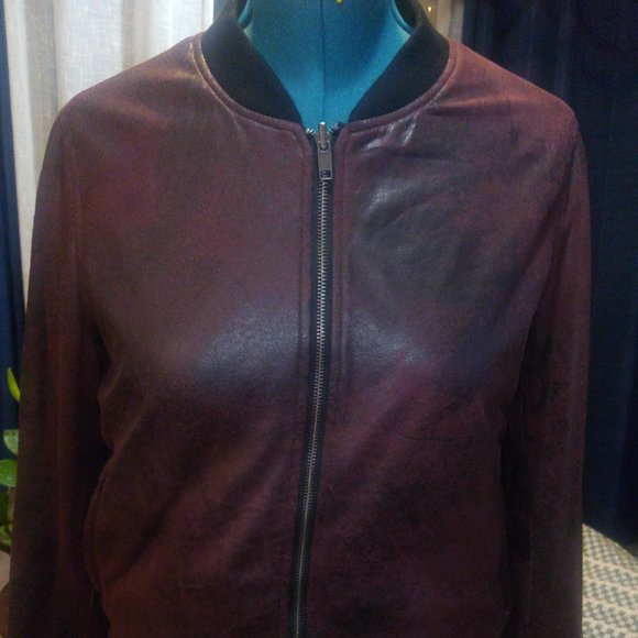 NWT BNCI Reversible Bomber Jacket Black & Burgundy Sz M - Picture 9 of 16